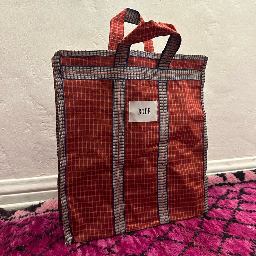 Bode Red Zipper Tote Bag